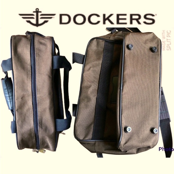 DOCKERS 15" Duffel Bag CarryOn Overnight Weekend Canvas Travel Tote BROWN UNISEX - Picture 3 of 16